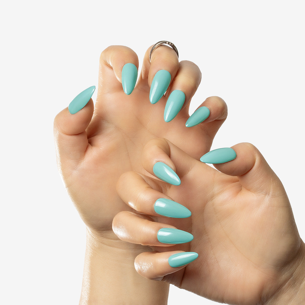 Radiant Teal Stiletto Acrylic Nails