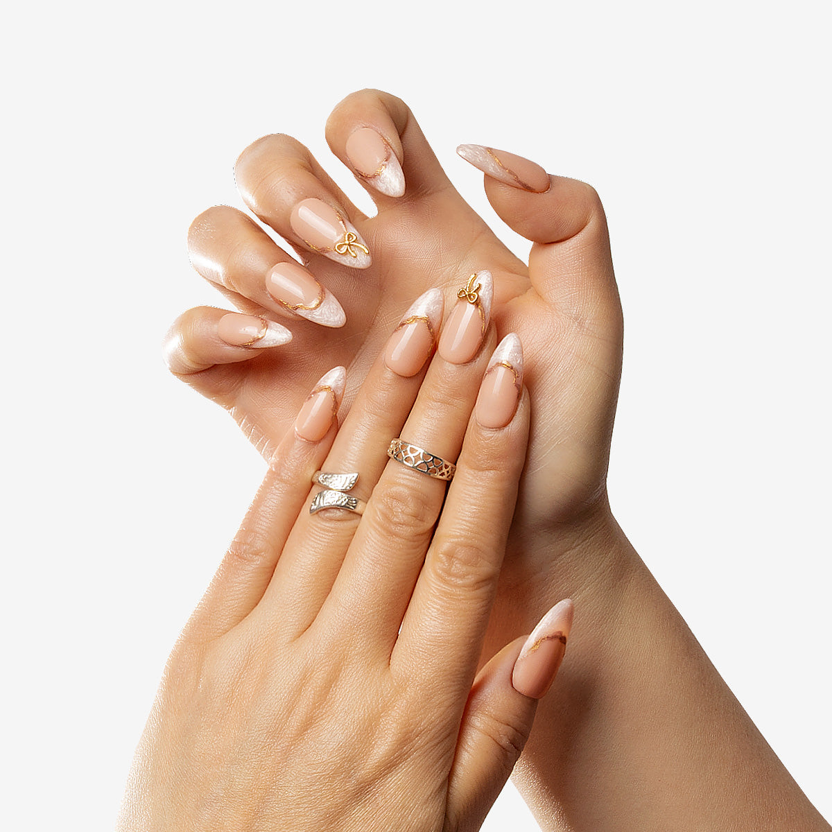 Aetherial French Bow Almond Press-On Nails | Salon-Pro 10PCS