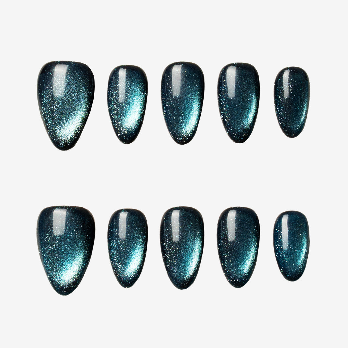 Deep Sea Magnetic Almond Press-On Nails | Salon-Pro 10PCS