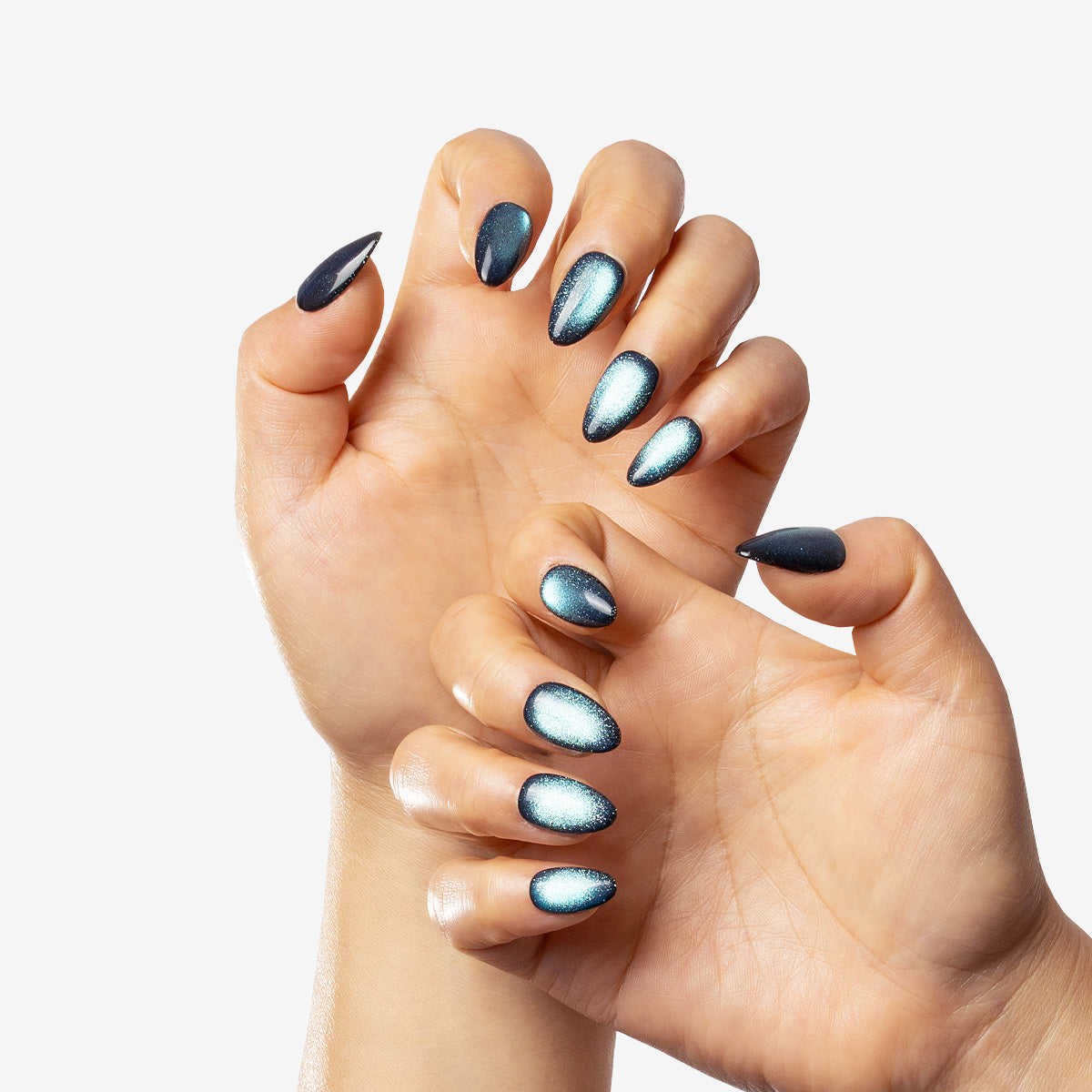 Deep Sea Magnetic Almond Press-On Nails | Salon-Pro 10PCS