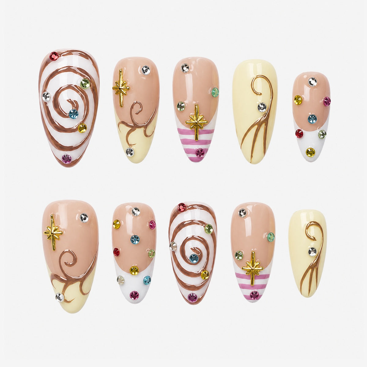 Mismatched Y2K Cosmic Party Press On Nails | 10PCS