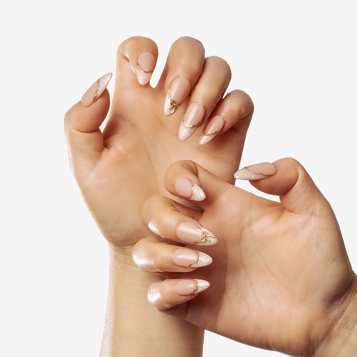 Aetherial French Bow Almond Press-On Nails | Salon-Pro 10PCS