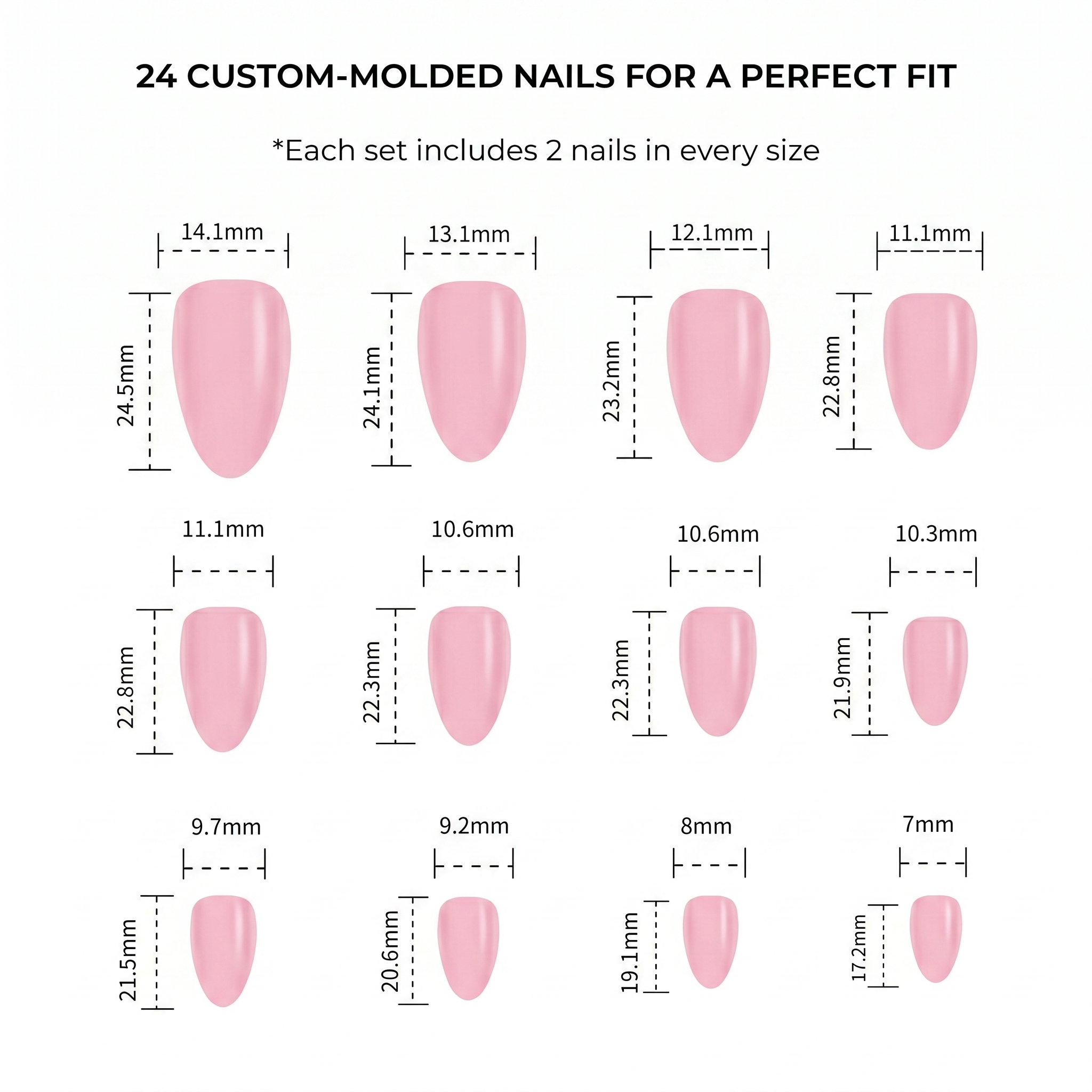 Elegant Dotted White French Press On Nails 24PCS