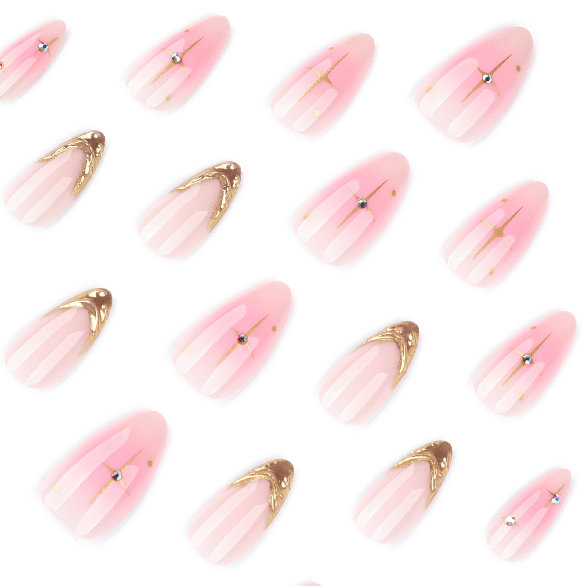 Chic Celestial Gold French Tip Press On Nails 24PCS
