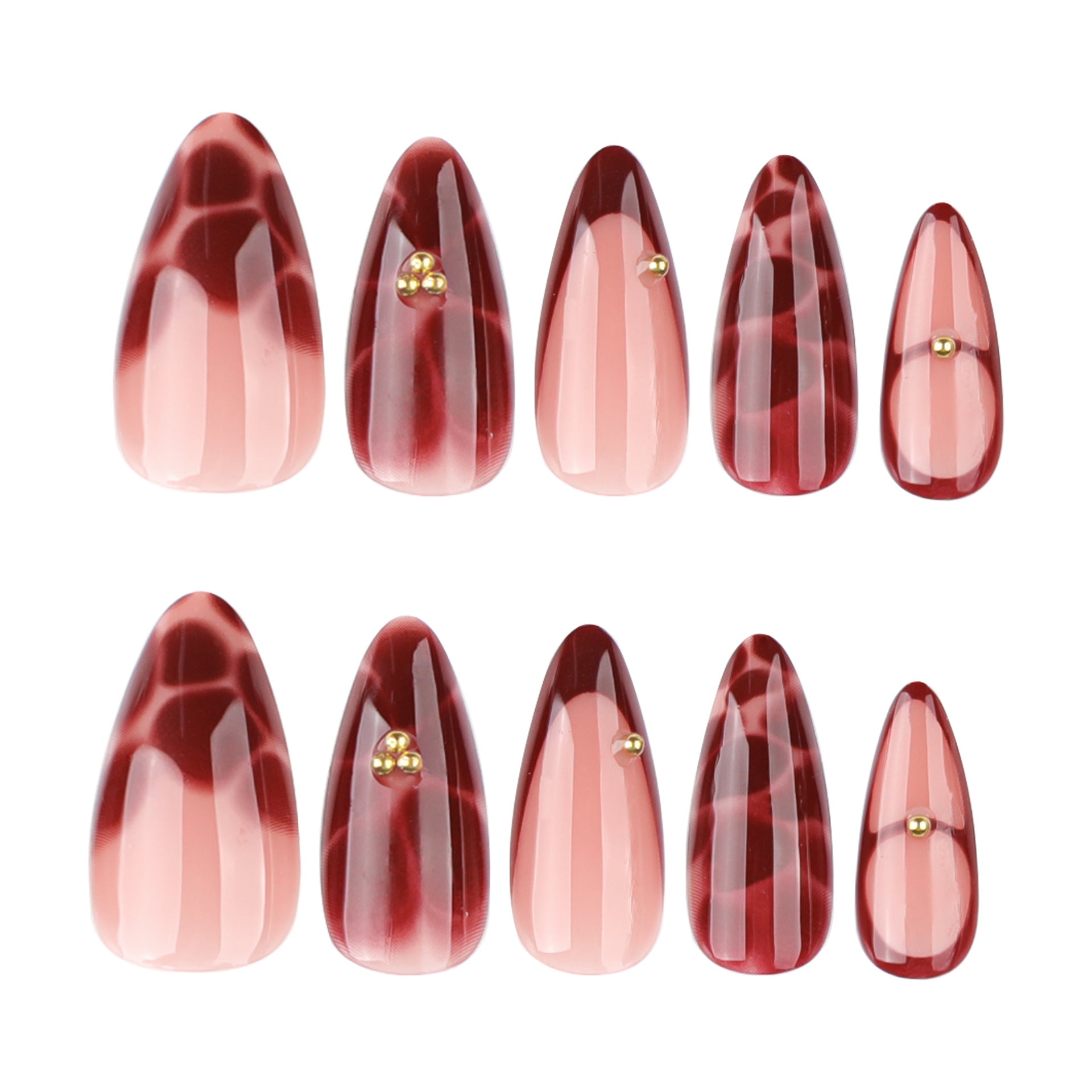 Luxury Wine Red Floral French Press On nails 24PCS