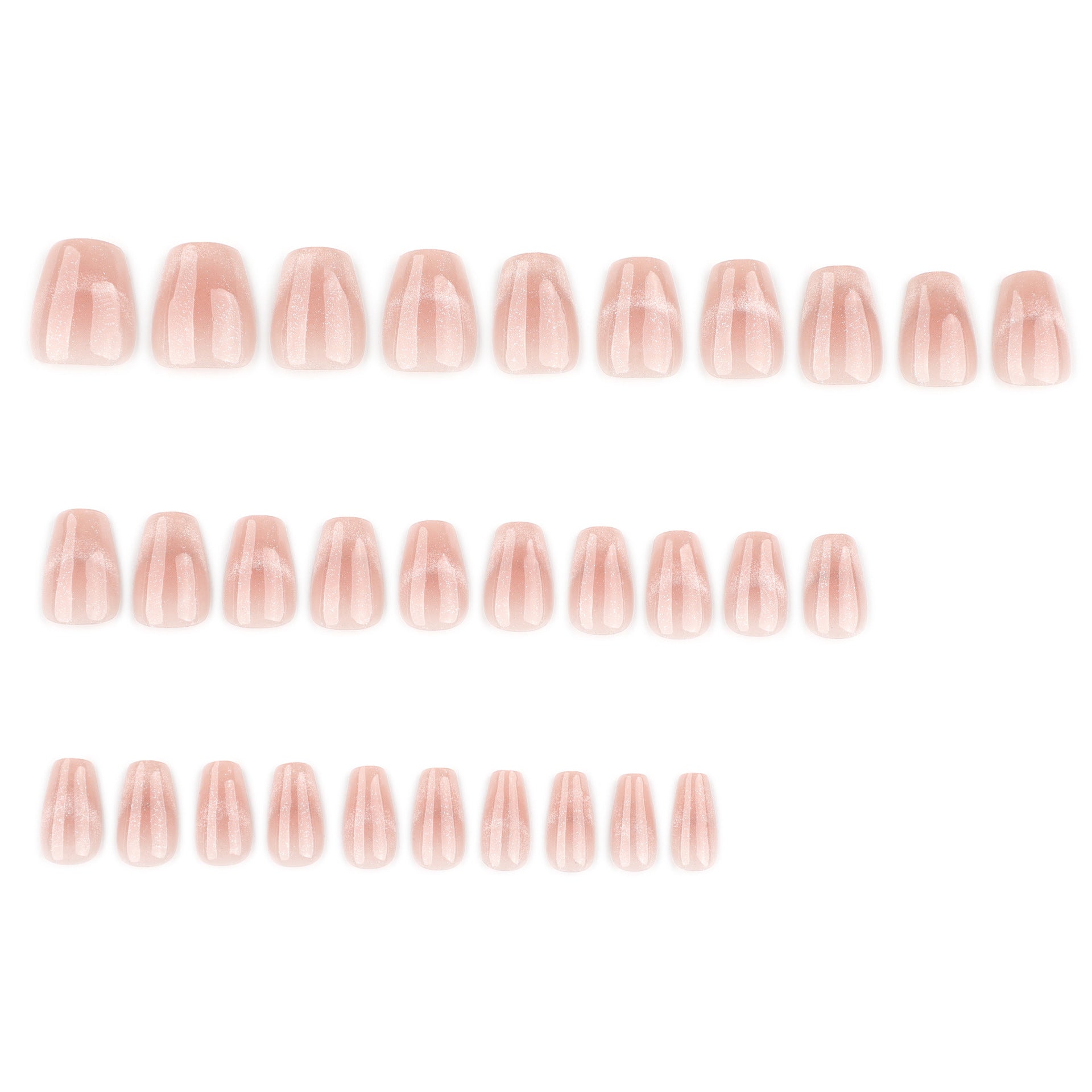 Short Coffin French Blush Cat Eye Press On Nails 24PCS
