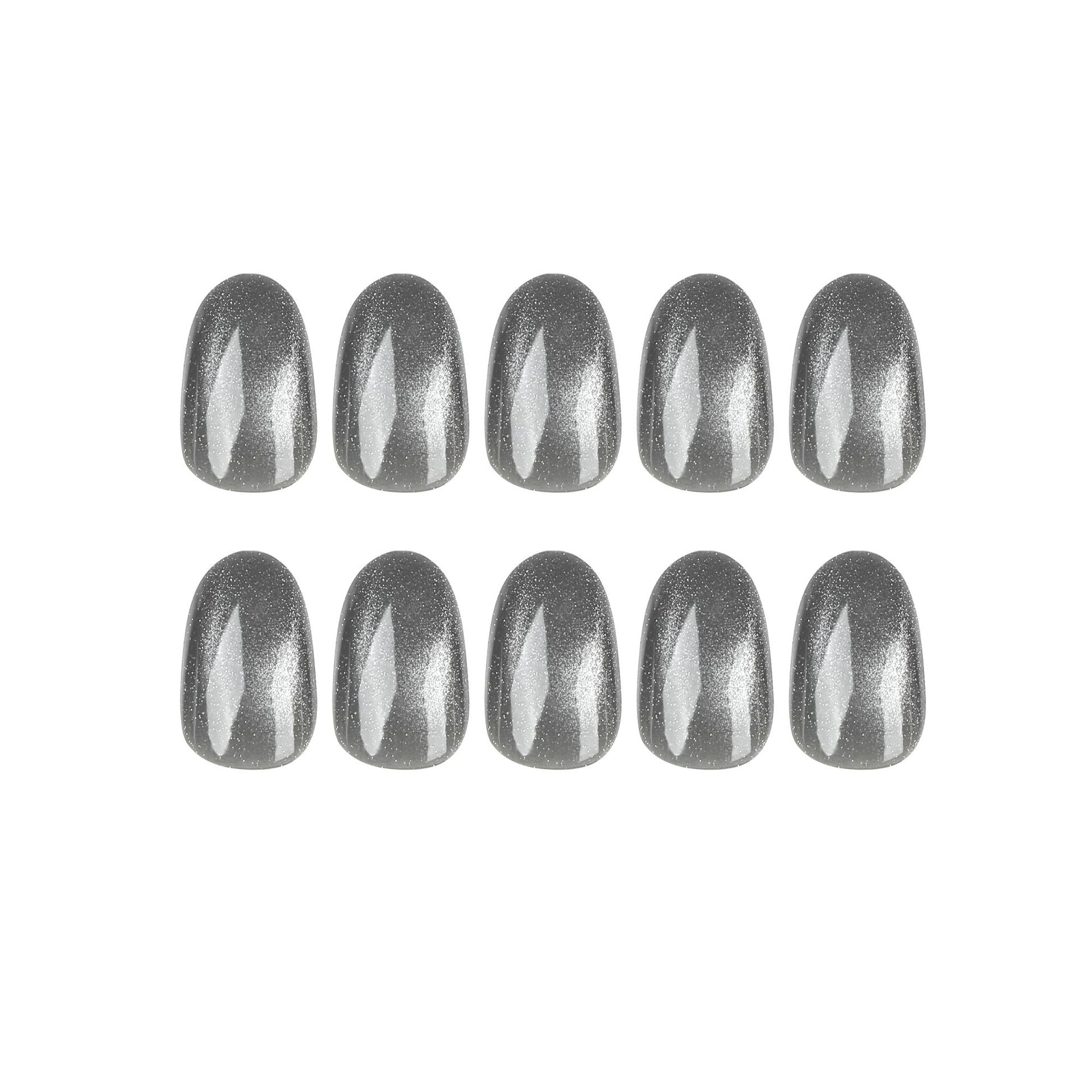 Cool Grey Cat Eye Short Square Press On Nails 24PCS