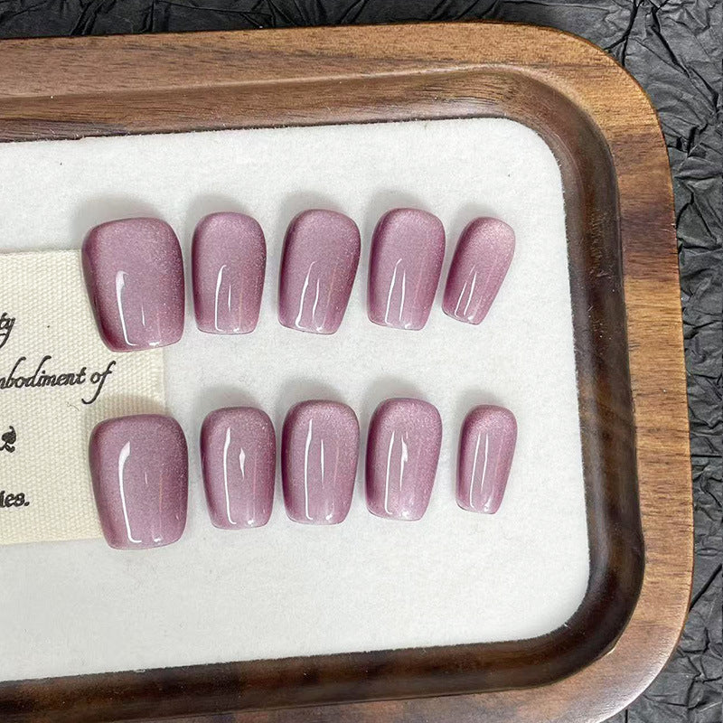 Mauve Cat-Eye Square Press-On Nails