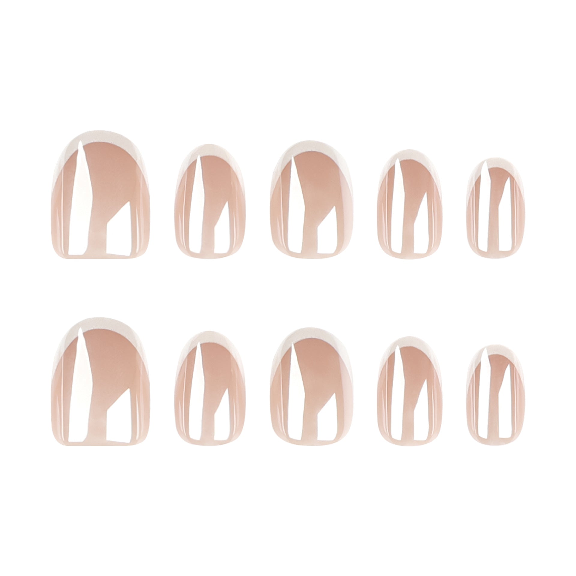 Minimalist French White Tip Chrome Press On Nails 24PCS