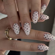 Classic White and Black Polka Dot Almond Press On Nails 24PCS