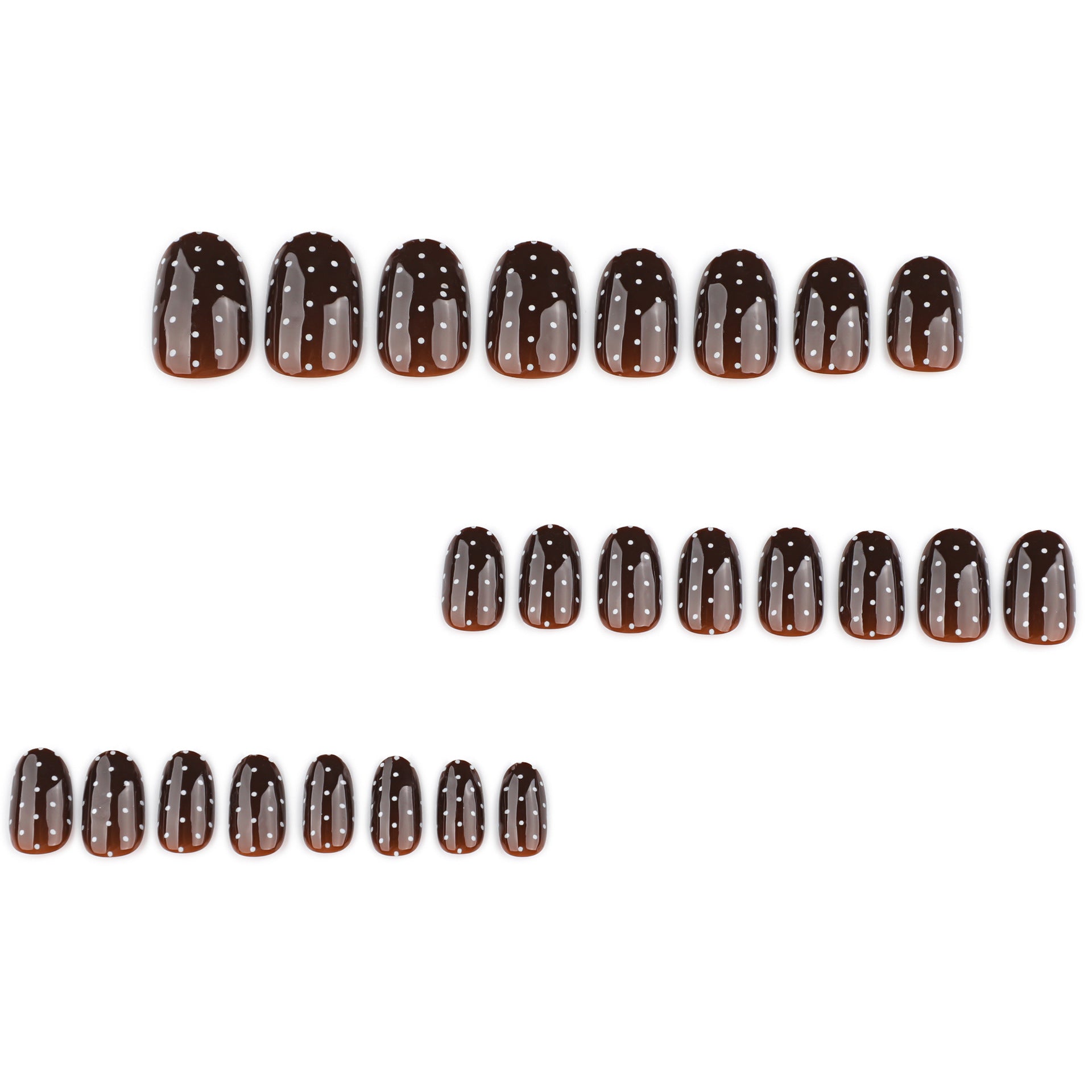 Autumn Brown Polka Dot Short Round Press On Nails 24PCS