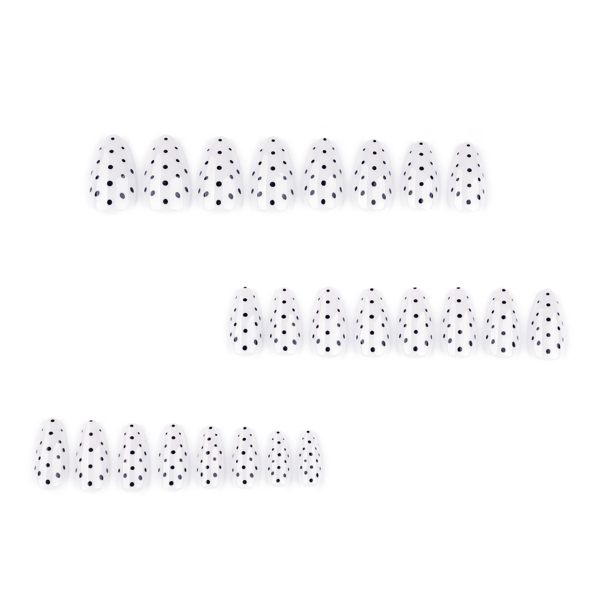 Classic White and Black Polka Dot Almond Press On Nails 24PCS