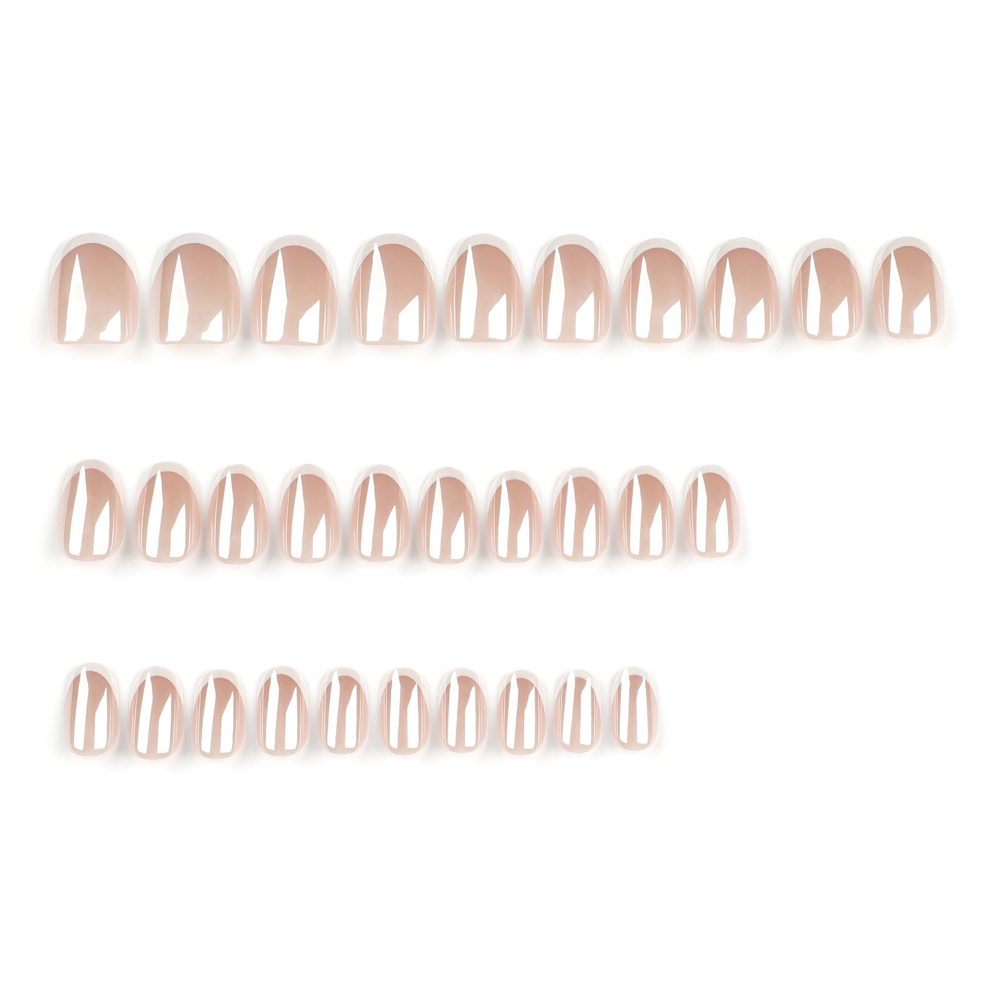 Minimalist French White Tip Chrome Press On Nails 24PCS