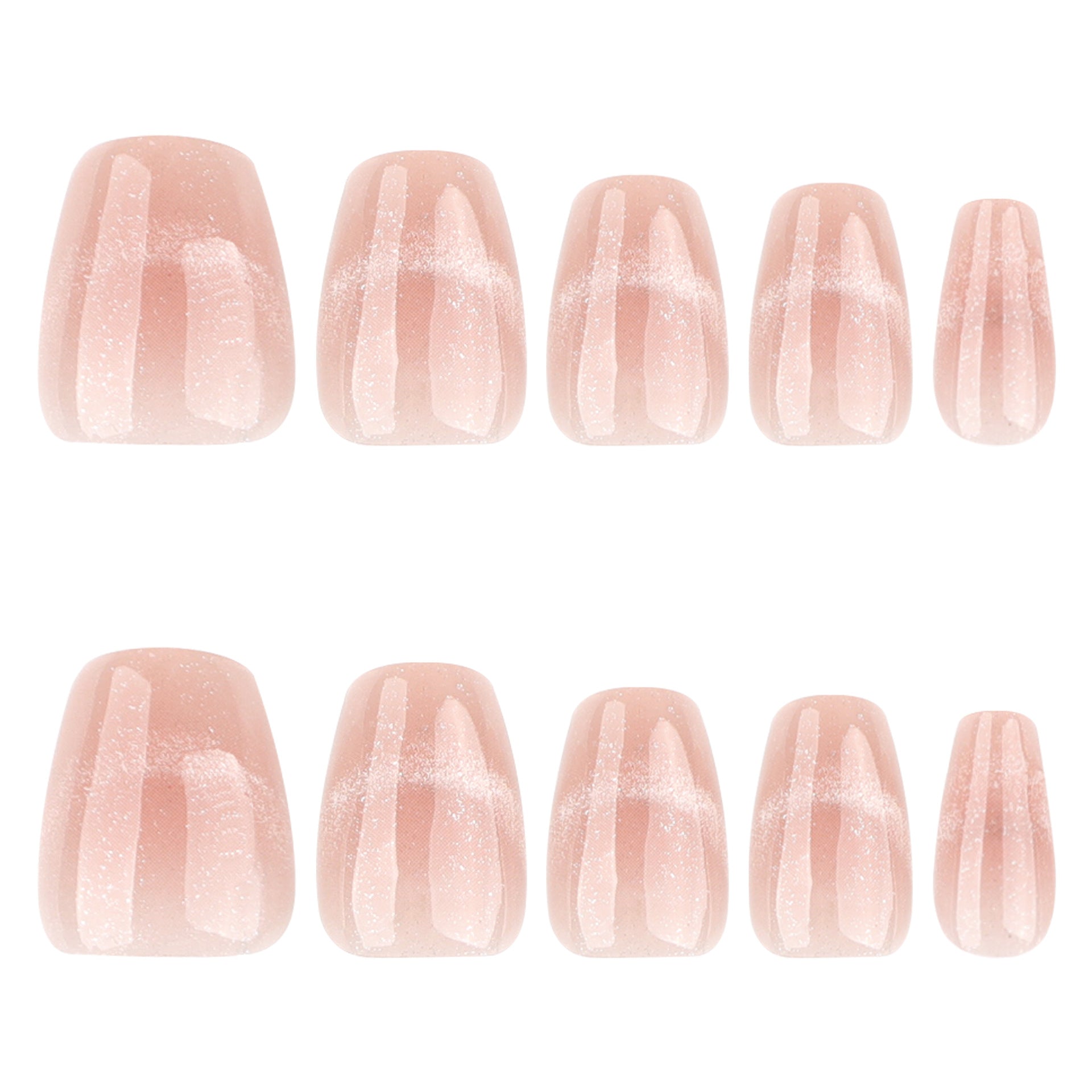 Short Coffin French Blush Cat Eye Press On Nails 24PCS