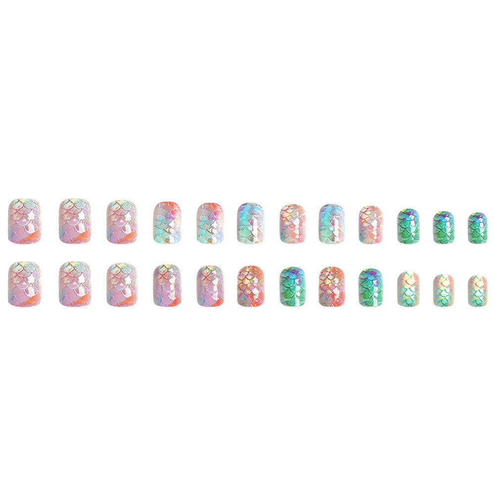 Summer Iridescent Square Press On Nails 24PCS