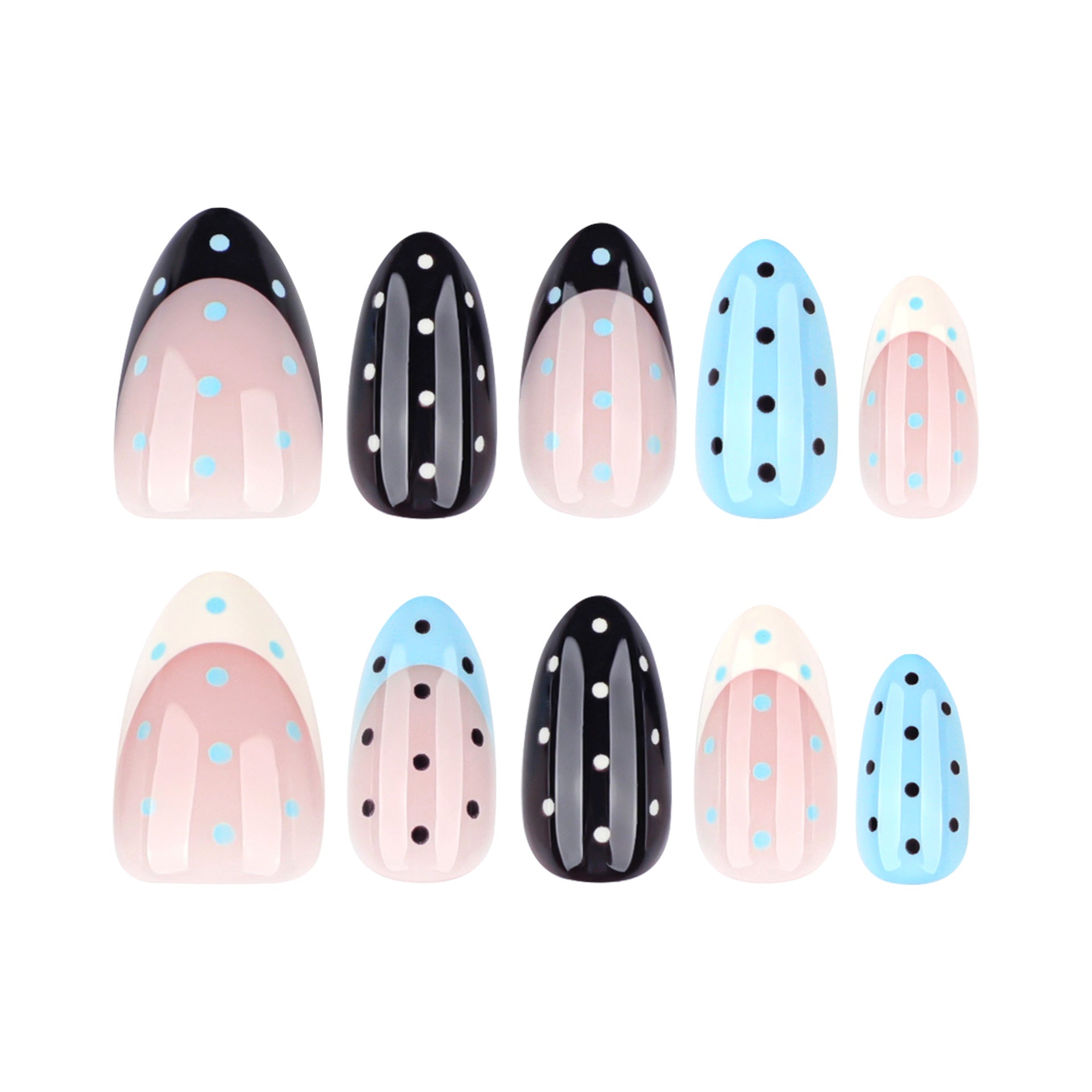 Trending Retro Spotted French Press On Nails 24PCS