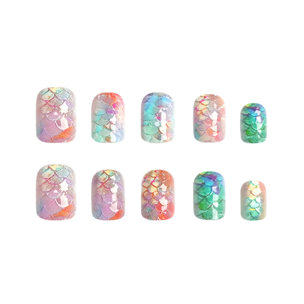 Summer Iridescent Square Press On Nails 24PCS