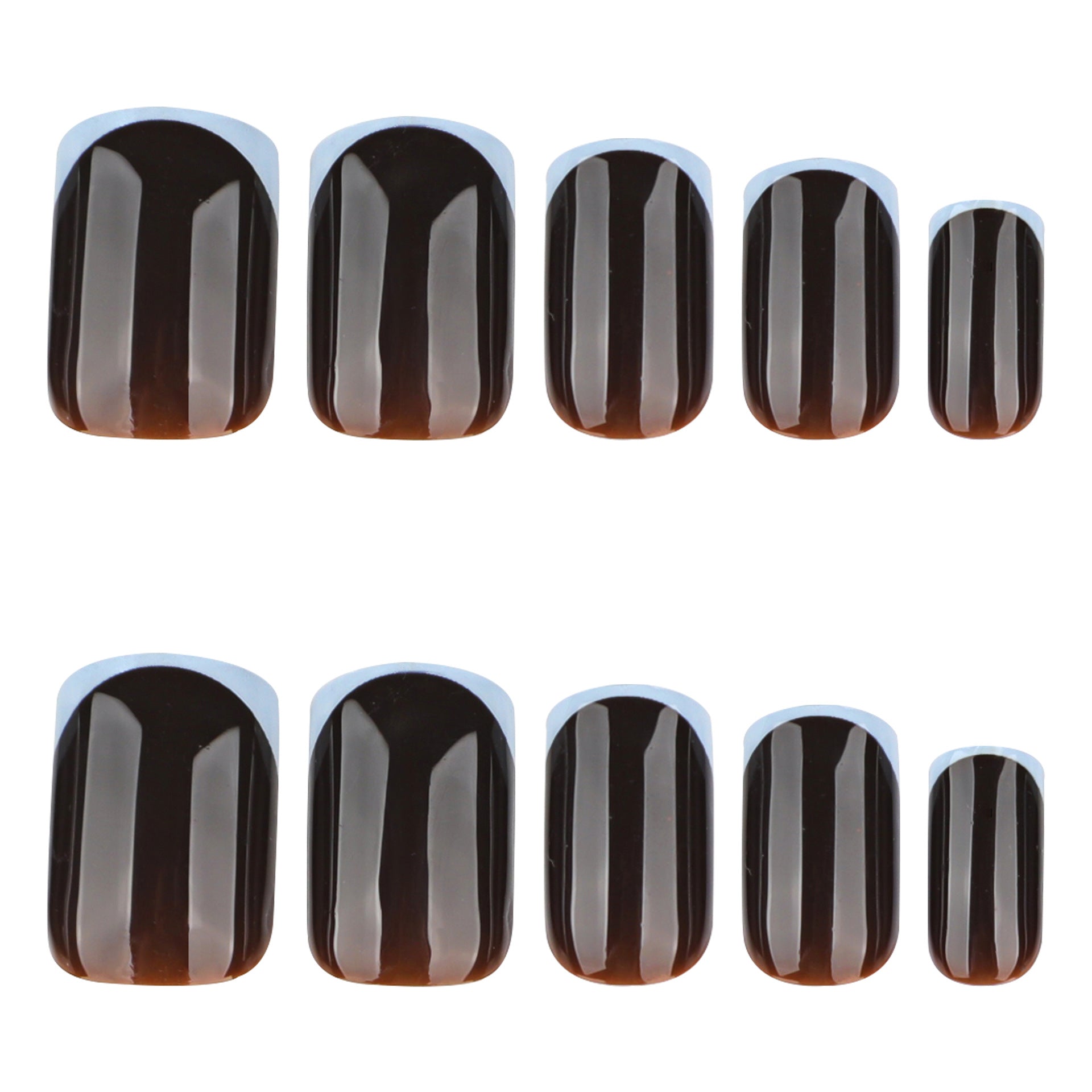 Chic Muted Blue & Warm Brown Fall Press On Nails 24PCS