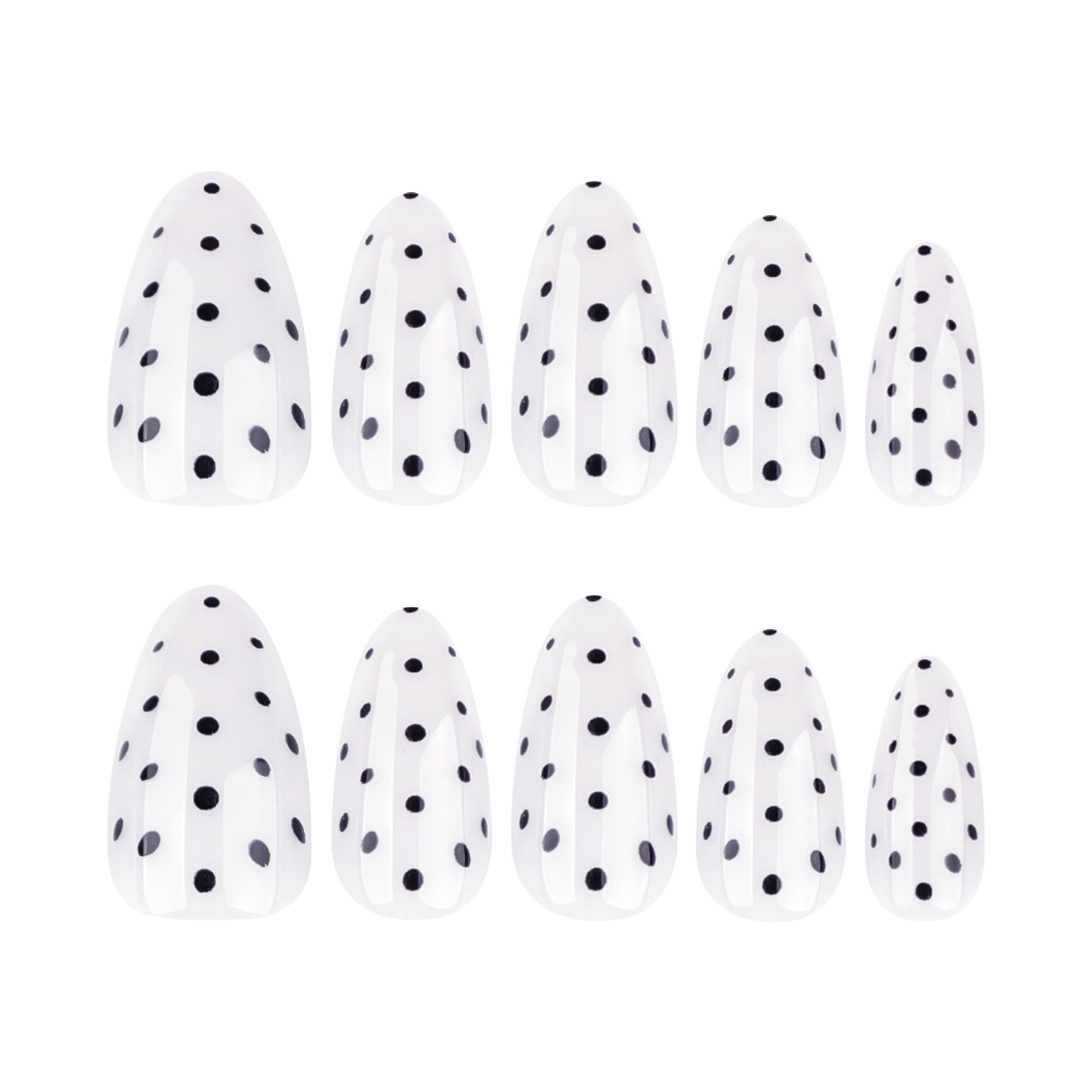 Classic White and Black Polka Dot Almond Press On Nails 24PCS
