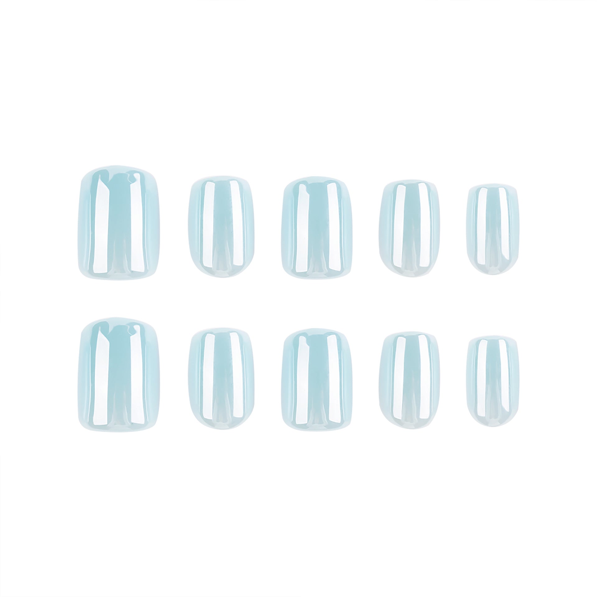 Glazed Aqua Metallic Sparkle Press On Nails 24PCS