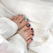 Summer Ocean Blue Star Contrast Toe Press On Nails 24PCS