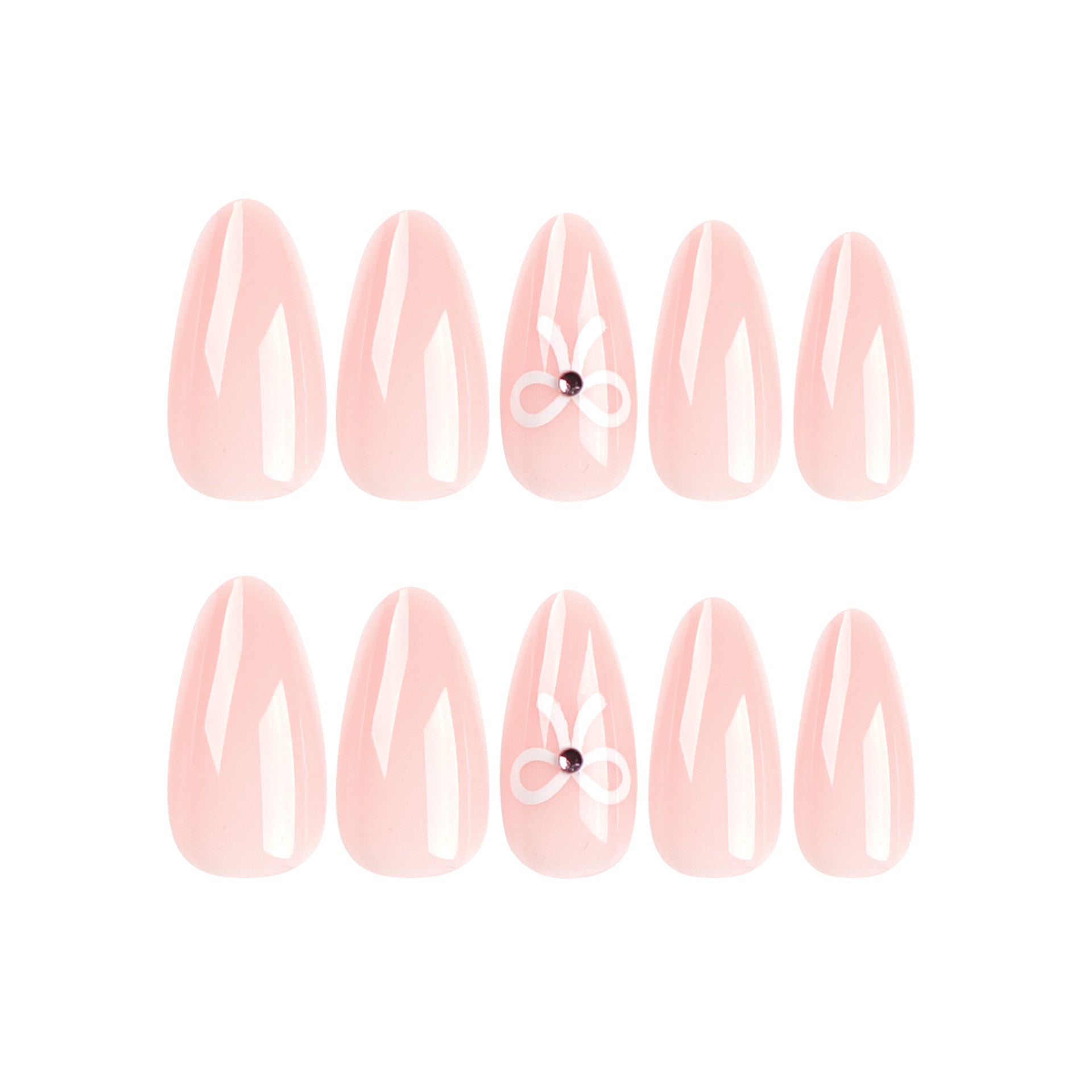 Minimalist White Bows Press On Nails 24PCS