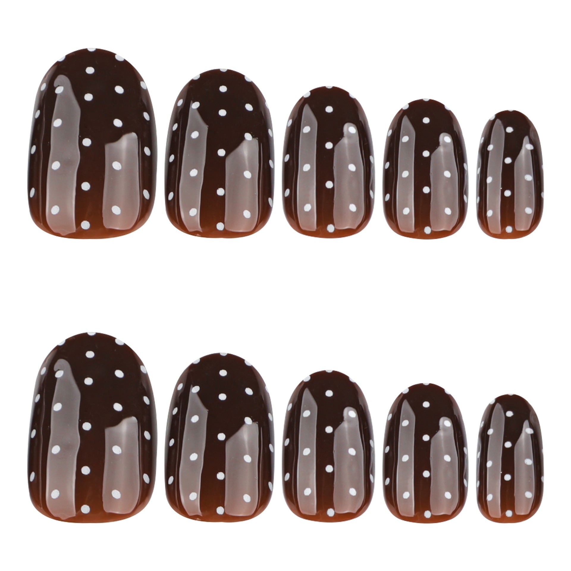 Autumn Brown Polka Dot Short Round Press On Nails 24PCS