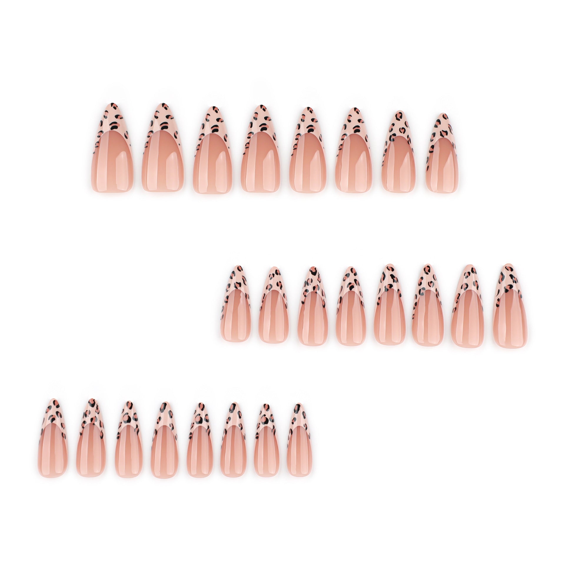 Dusty Pink French Leopard False Press On Nails 24PCS