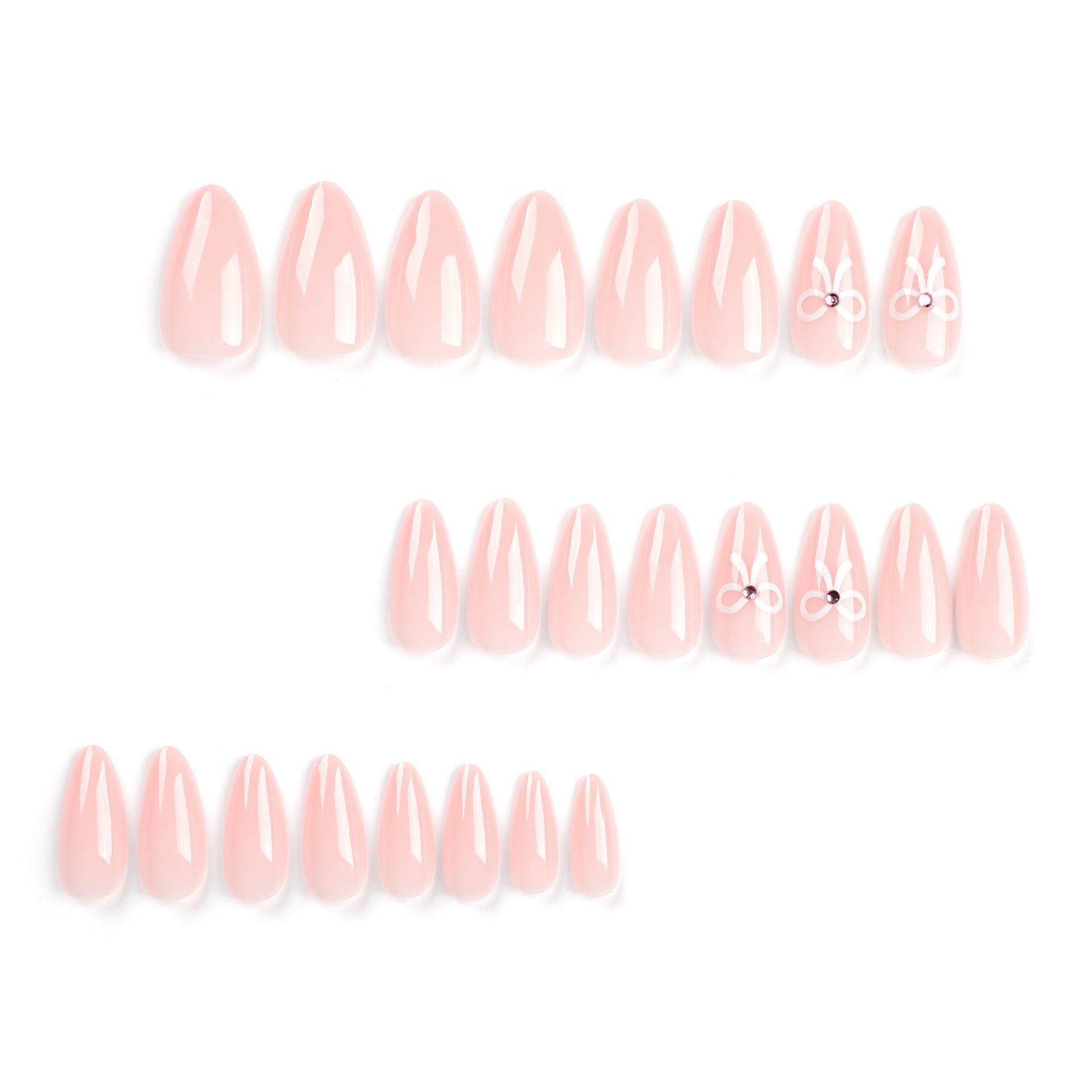 Minimalist White Bows Press On Nails 24PCS