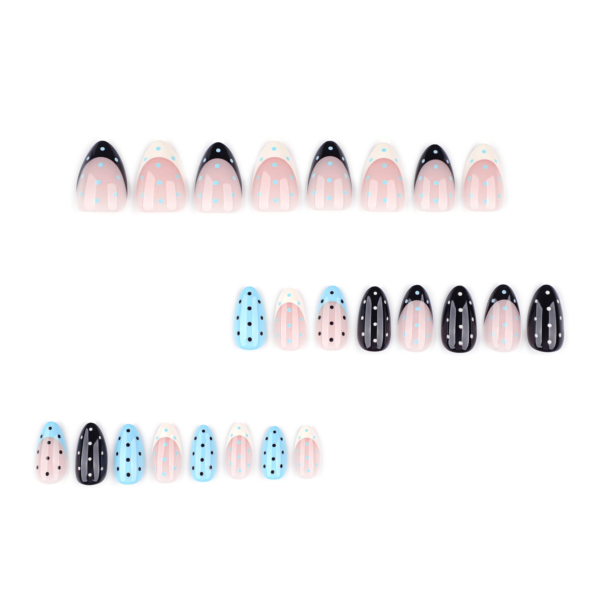 Trending Retro Spotted French Press On Nails 24PCS