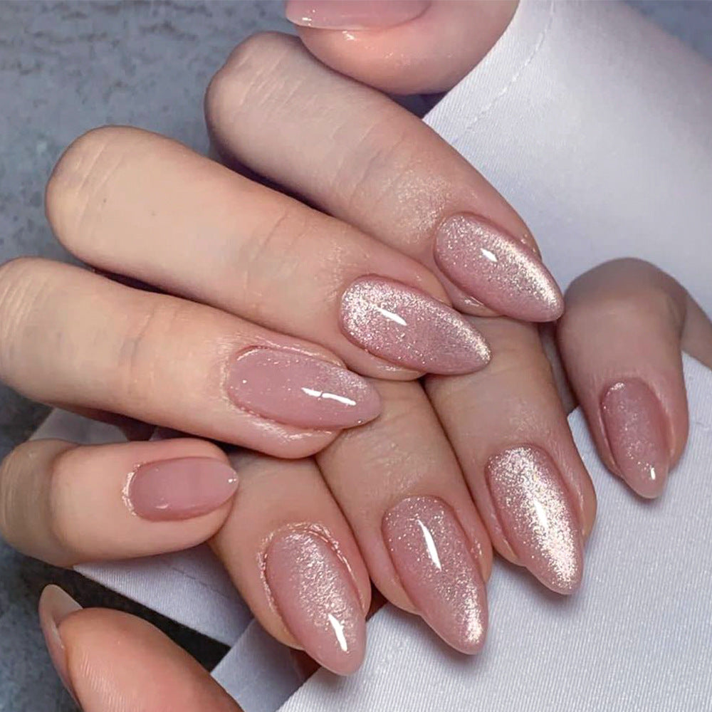 Girly Nude Pink Cat Eye Press On Nails 24PCS