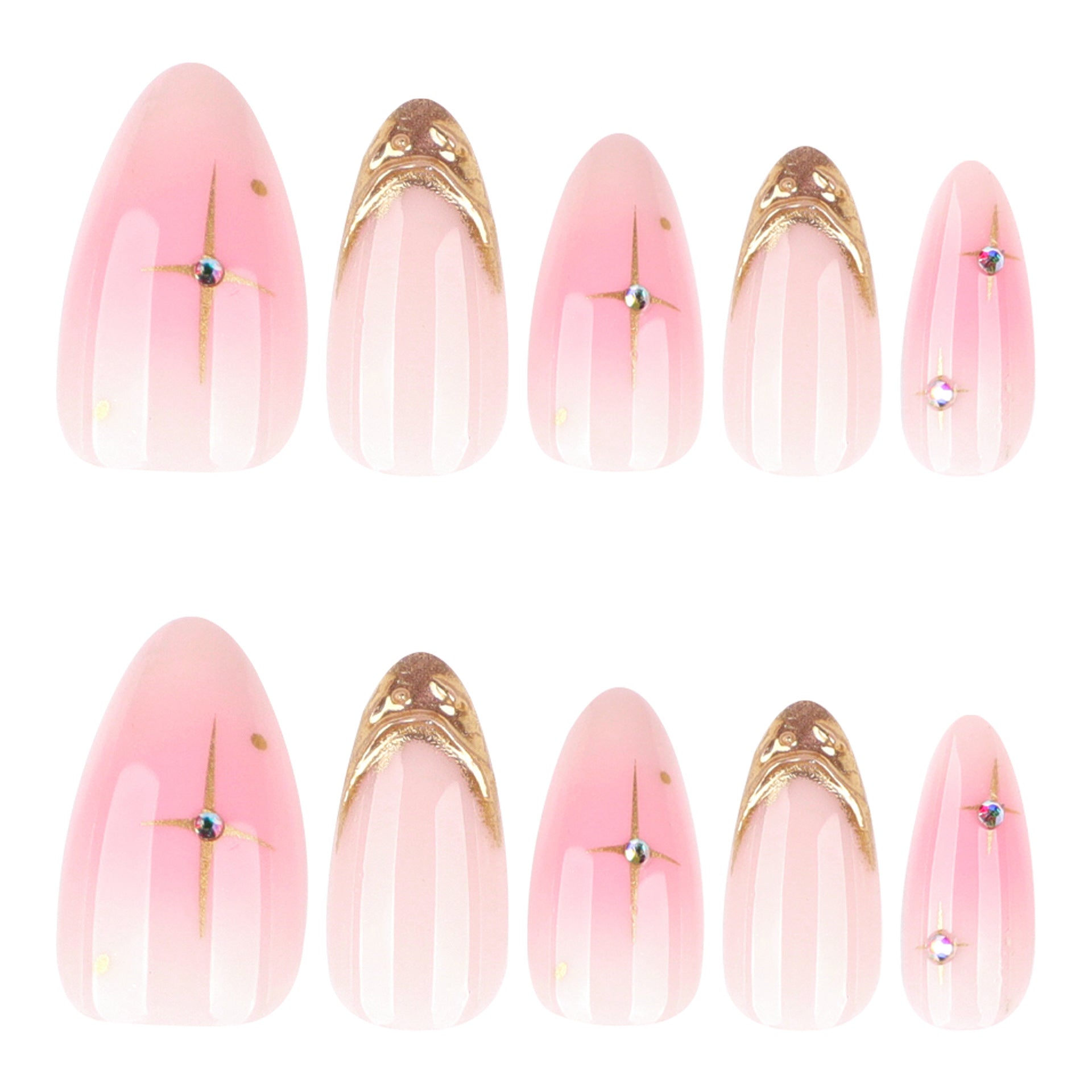 Chic Celestial Gold French Tip Press On Nails 24PCS