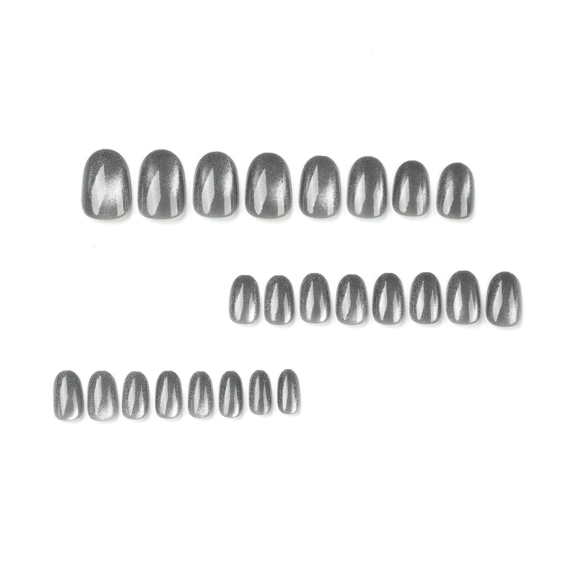 Cool Grey Cat Eye Short Square Press On Nails 24PCS