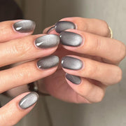 Cool Grey Cat Eye Short Square Press On Nails 24PCS