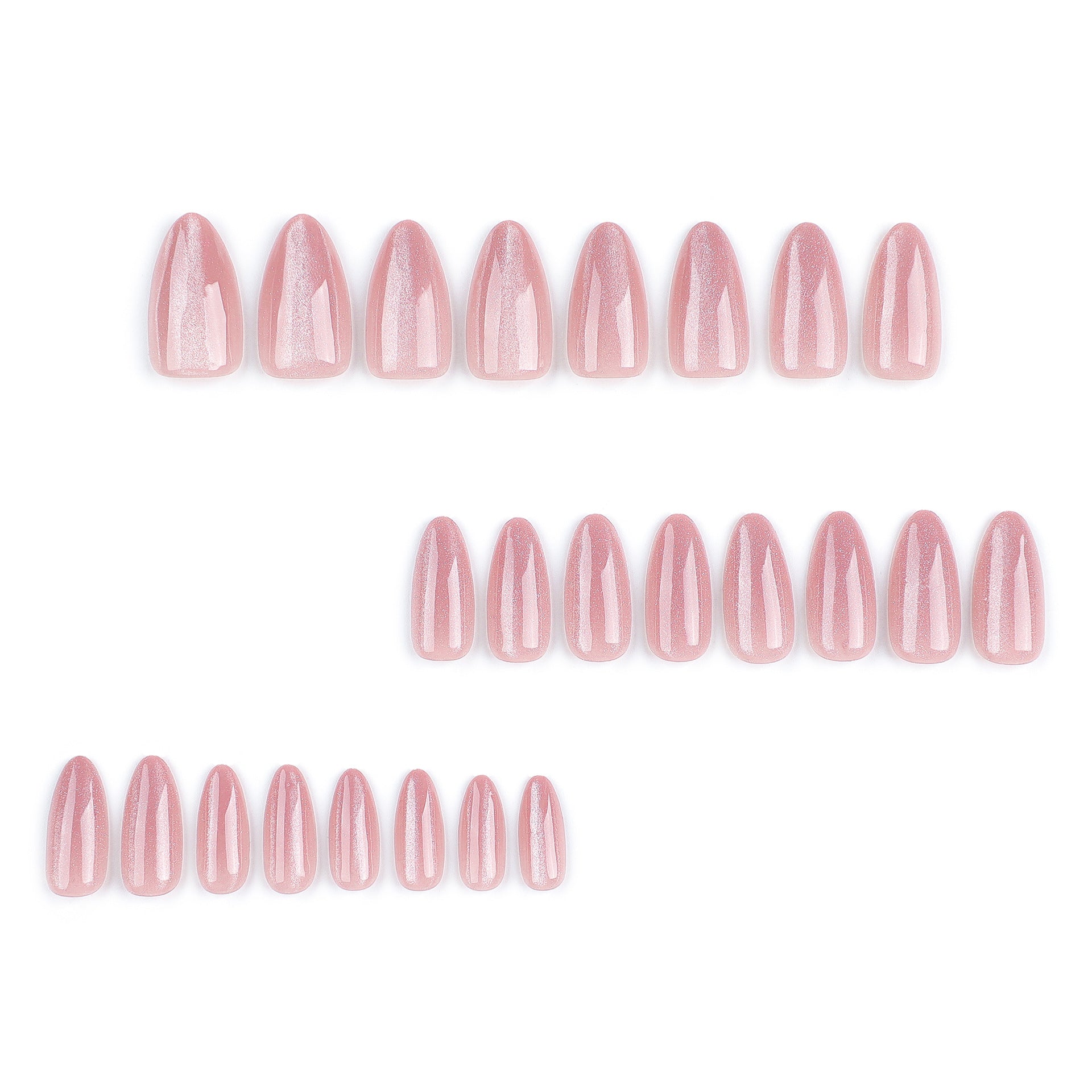 Girly Nude Pink Cat Eye Press On Nails 24PCS