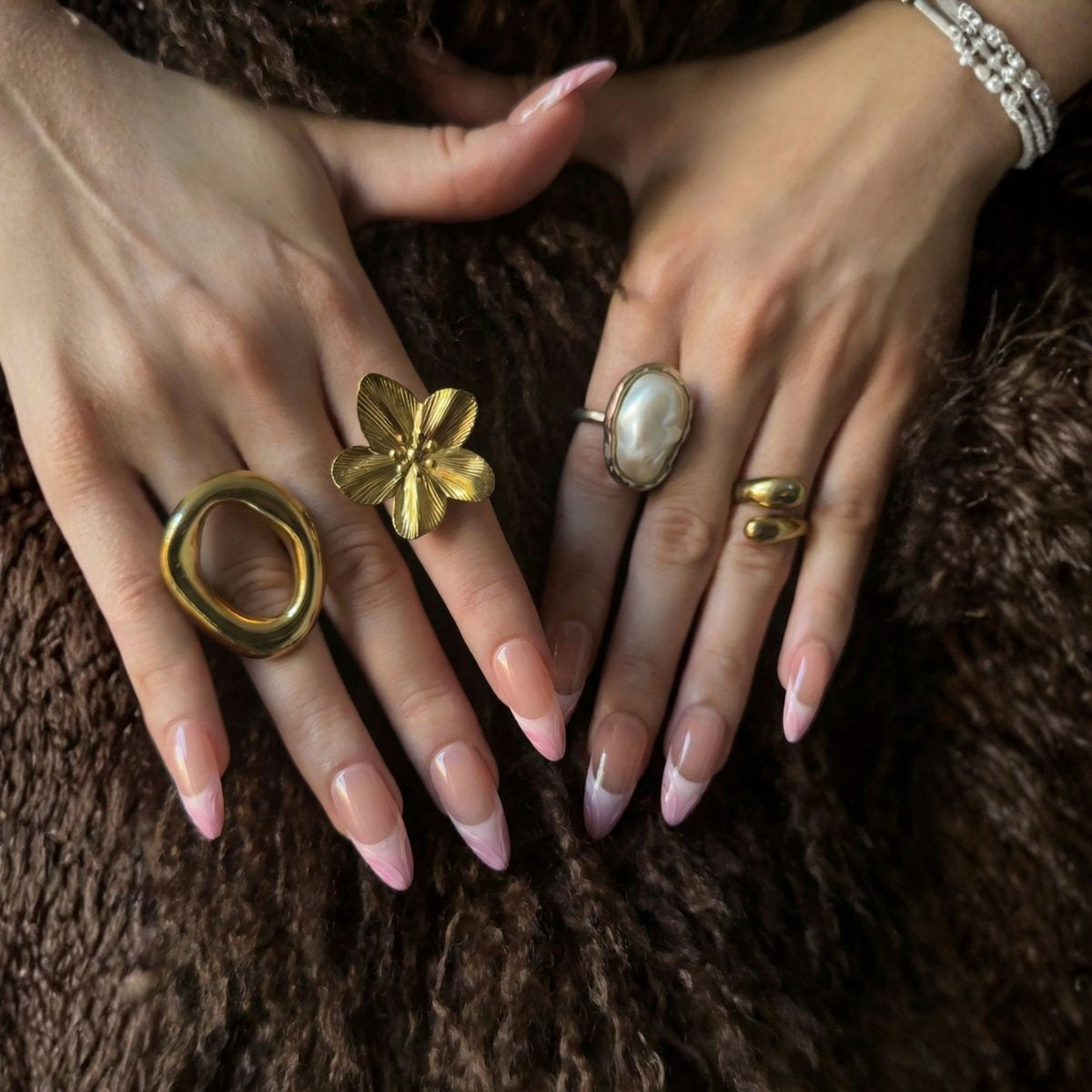 Blush Wave Almond Press-On Nails