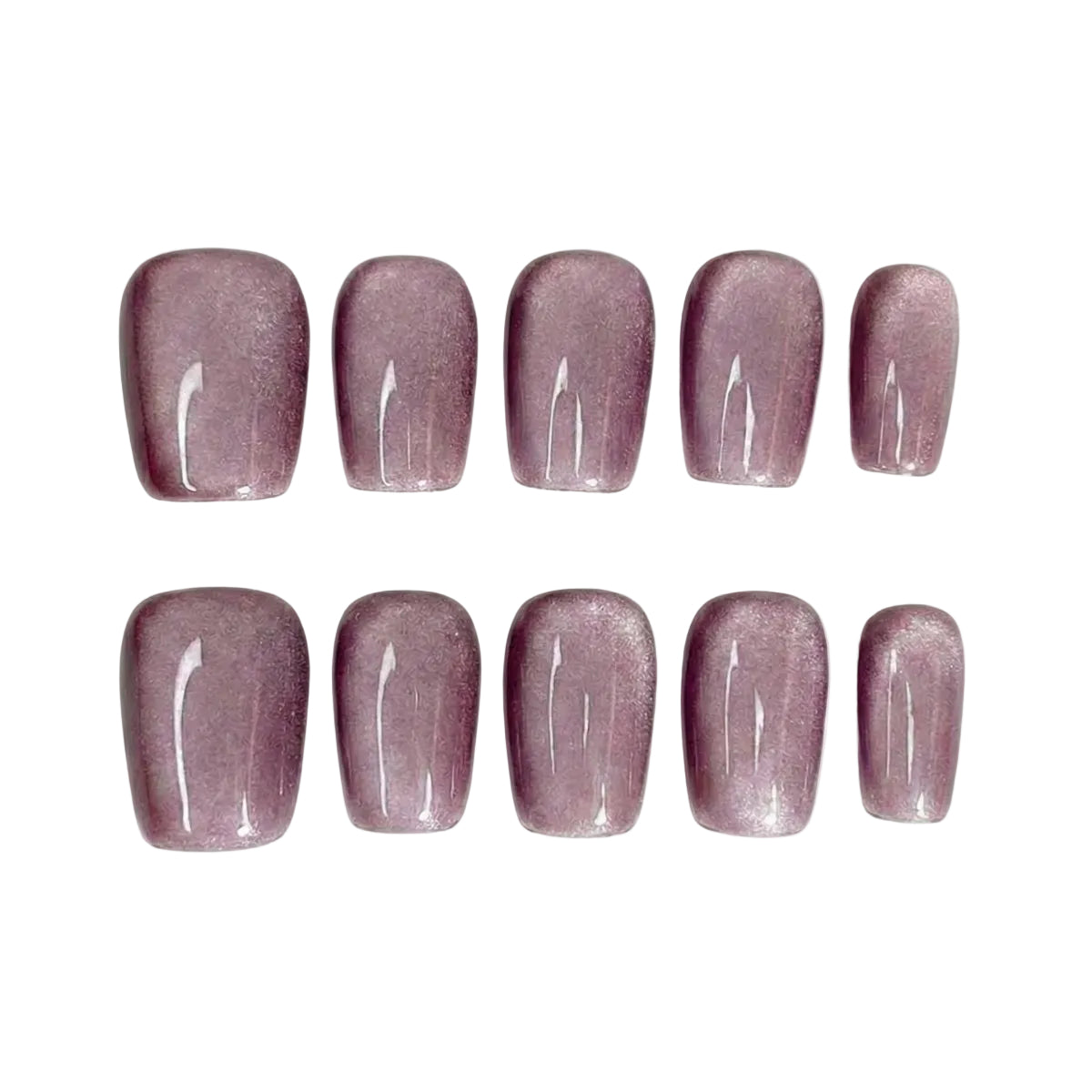Mauve Cat-Eye Square Press-On Nails