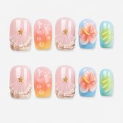 Sweet Summer Ocean Flora Press On Nails | 10PCS