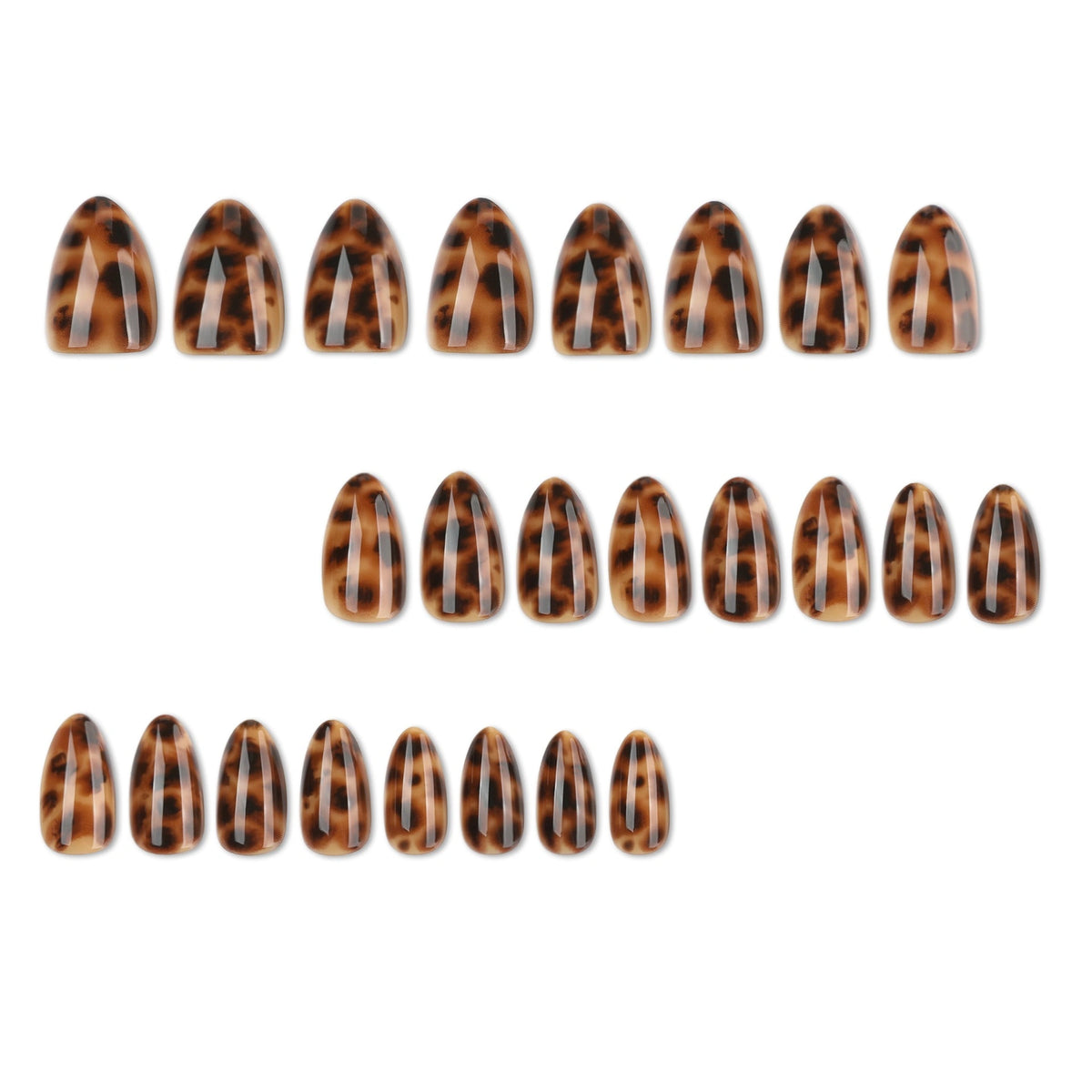 Amber Tortoise Gloss Almond Press On Nails 24PCS