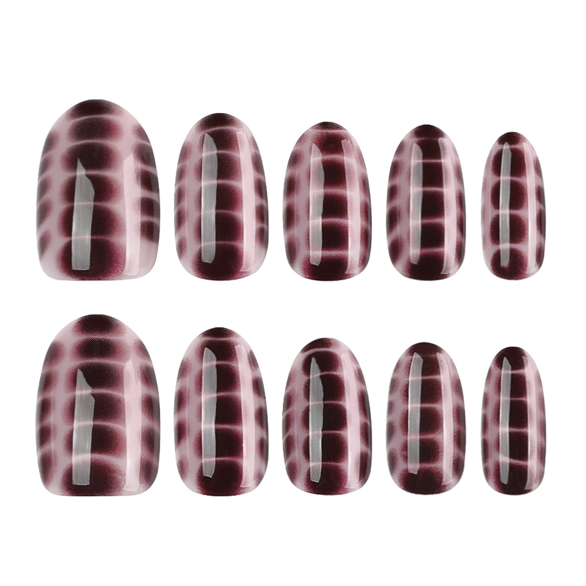 Berry Plaid Gloss Round Press On Nails 24PCS