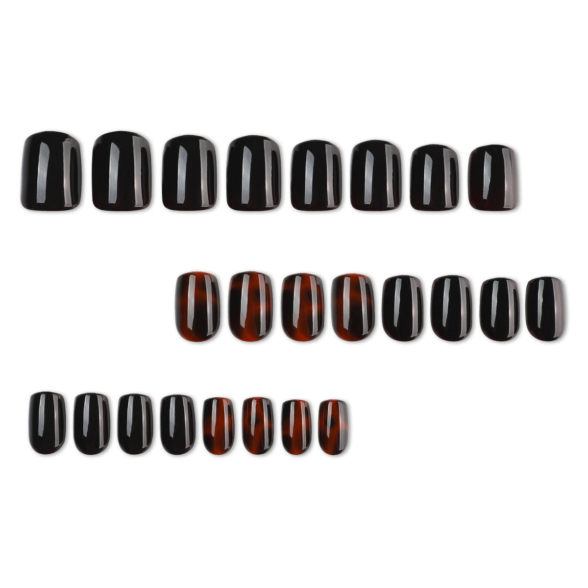 Espresso Amber Glass Square Press On Nails 24PCS