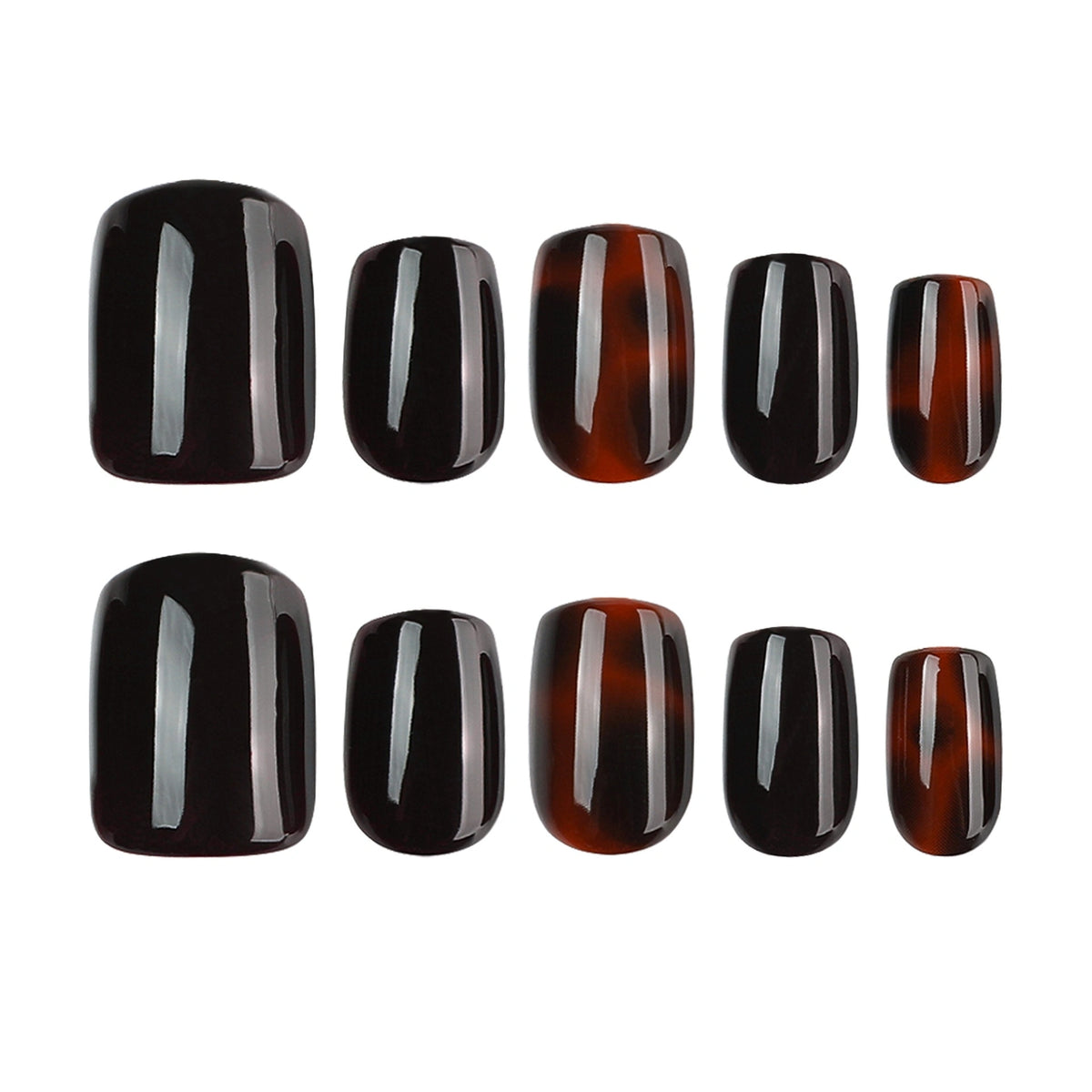 Espresso Amber Glass Square Press On Nails 24PCS