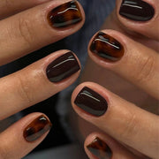 Espresso Amber Glass Square Press On Nails 24PCS