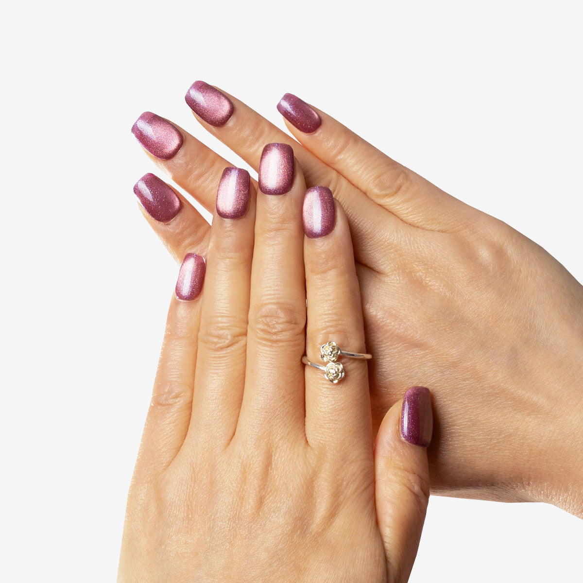 Ametrine Shimmer Round Press-On Nails