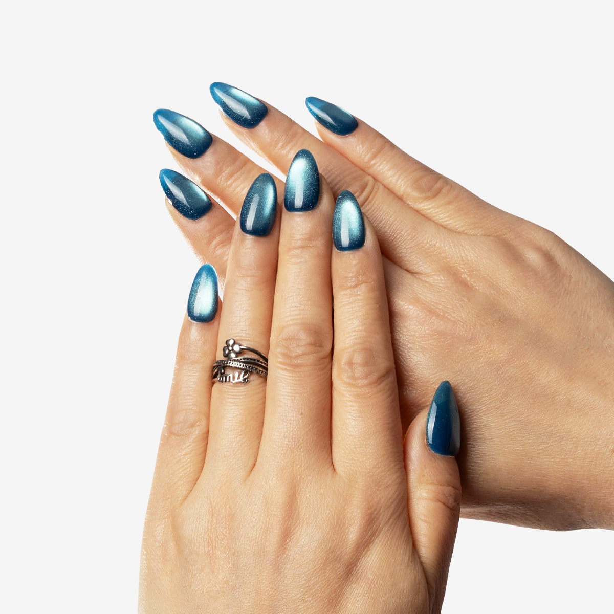 Midnight Ocean Glazed Almond Press-On Nails | Salon-Pro 10PCS