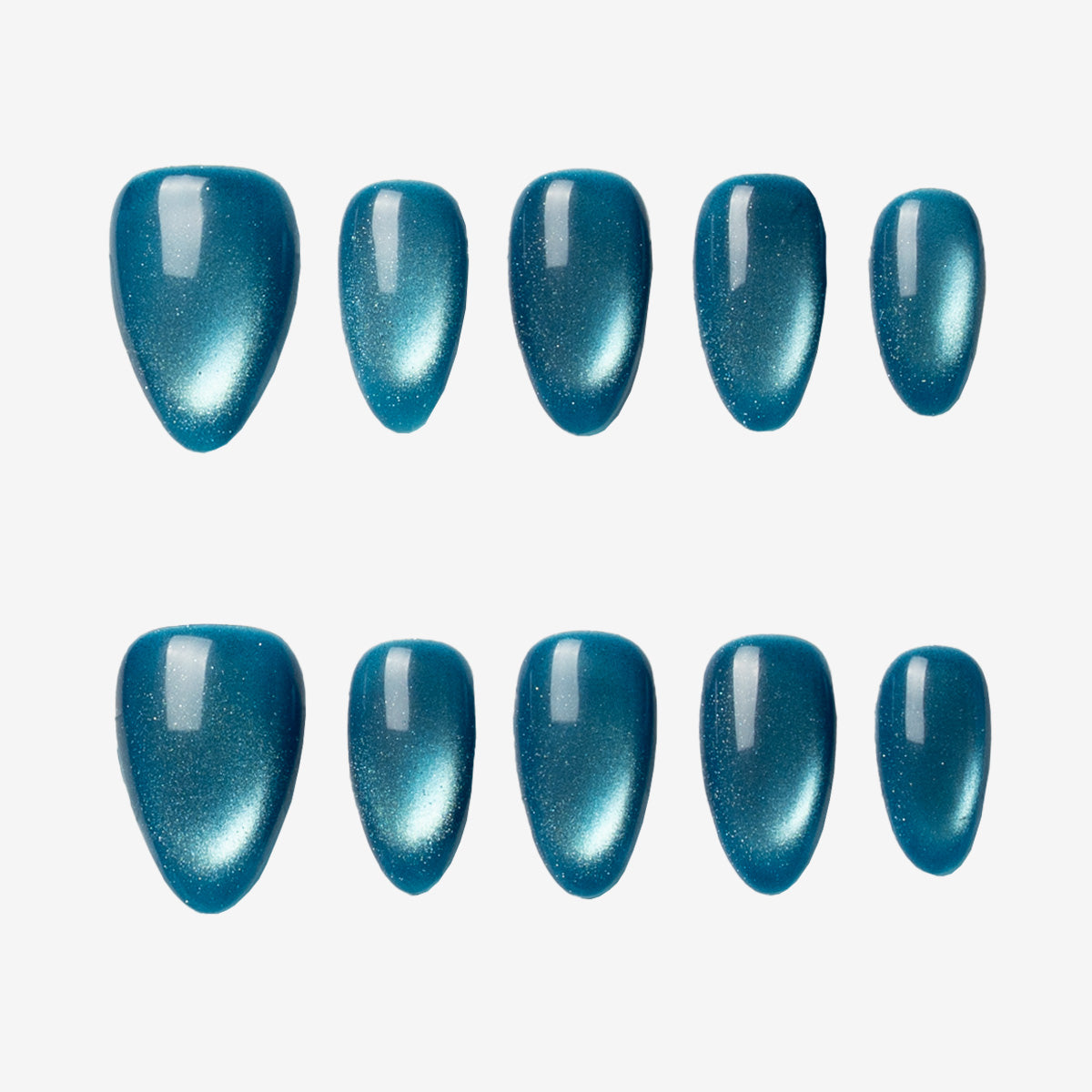 Midnight Ocean Glazed Almond Press-On Nails | Salon-Pro 10PCS