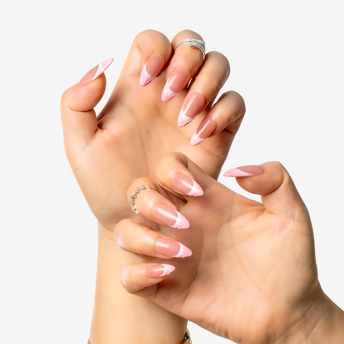 Blush Wave Almond Press-On Nails