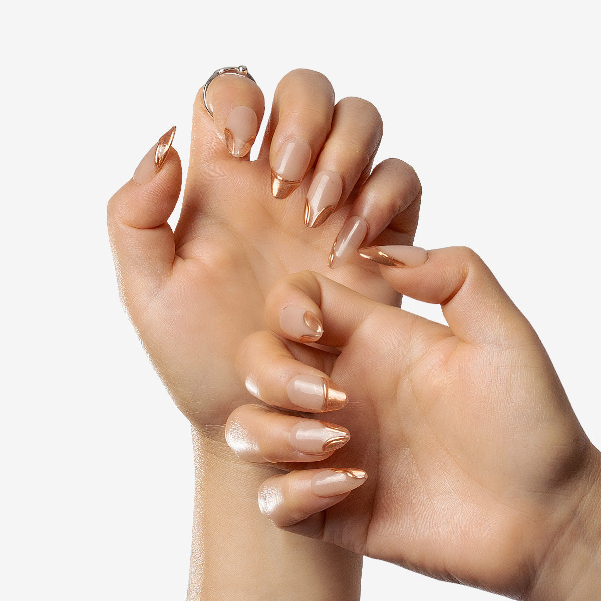 Liquid Rose Gold Almond Press-On Nails | Salon-Pro 10PCS