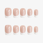 Classic White French Tip Short Square Press On Nails | 10PCS