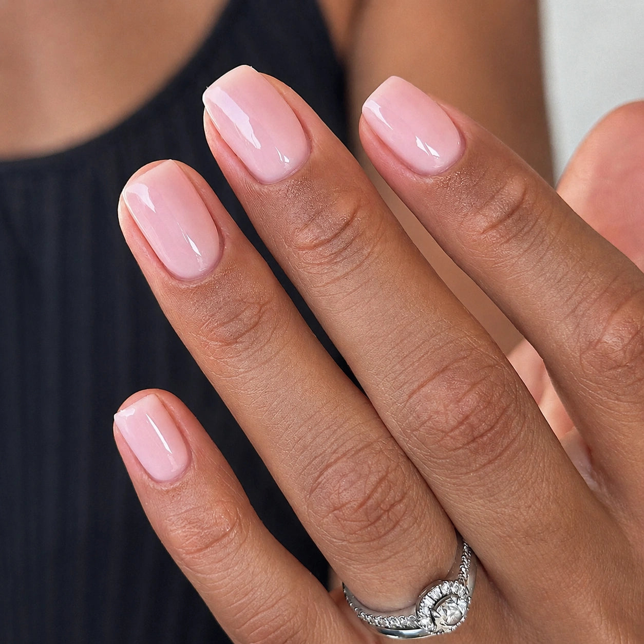 Blush Pink Glossy Short Square Press On Nails 24PCS
